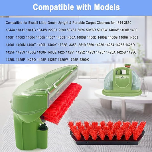 Upgraded 1400B Little Green 5.3" Detachable Tough Stain Brush Tool Replacement for Bissell Little-Green Upright &Portable Carpet Cleaners for 1400B 4075 3860 1425 2458 3194 3353 Series,1+1 Brush,Green