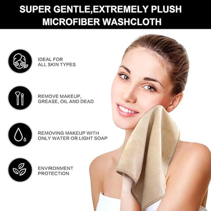 SINLAND Microfiber Facial Cloths Fast Drying Washcloth 12inch x 12inch Absorbent Face Wash Cloth Soft Makeup Remover Cloths