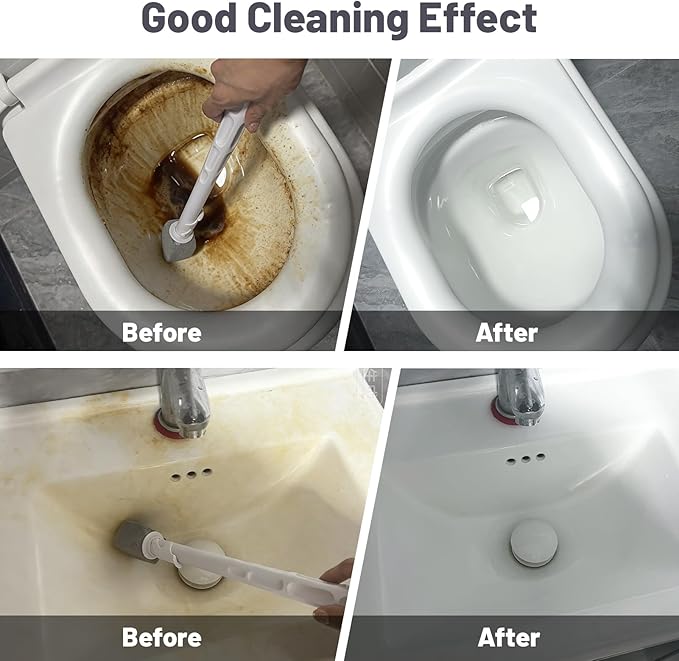 Upgrade Pumice Stone Toilet Bowl Cleaner,Bathroom Cleaner Brush Toilet Wand Refills with 30CM Long Handle for Remove Hard Water Stains with 1 Wand+ Pumice Stones (5 Pack)
