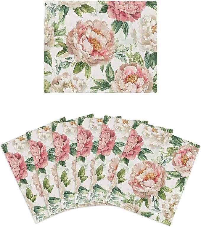 6 Pack Vintage Flower Kitchen Dish Cloths, Watercolor Pink White Flowers Leaves Dishcloths for Kitchen, Reusable Paper Towels, Super Absorbent Quick Drying Washcloths Cleaning Wipes, 6x5 inch