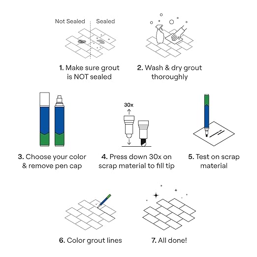 Grout Pen White Tile Paint Marker: Waterproof Grout Paint, Tile Grout Colorant and Sealer Pen - White, Narrow 5mm Tip (7mL)