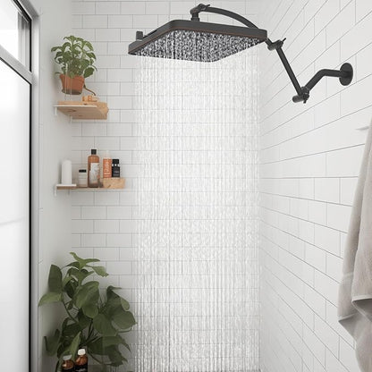Hibbent Rain Shower Head, 13'' High Pressure Rainfall 5 Spray Mode Showerhead with 16" Shower Head Extension Arm, Brass Adjustable Shower Arm Extender, Waterfall fixed Showerheads, Oil Rubbed Bronze