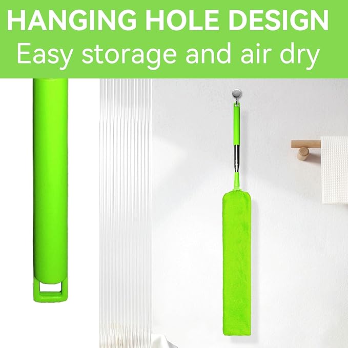 Retractable Gap Dust Cleaner, Dust Brush Gap Mop with 3 Washable Microfiber Dusting Cloths, 60inches Extendable Long Handle Dust Brush for Cleaning Under Appliances, Refrigerator, Couch, Tight Spaces