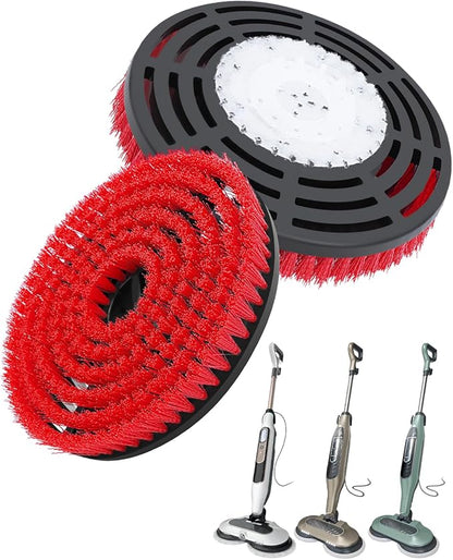 Steam Mop Pads Replacement Brush Head Compatible with Shark Steam and Scrub Mop S7000 S8201 S7001 s7201 Shorter Bristle Professional Cleaning and Polishing Brush (Red, 2 Brush)