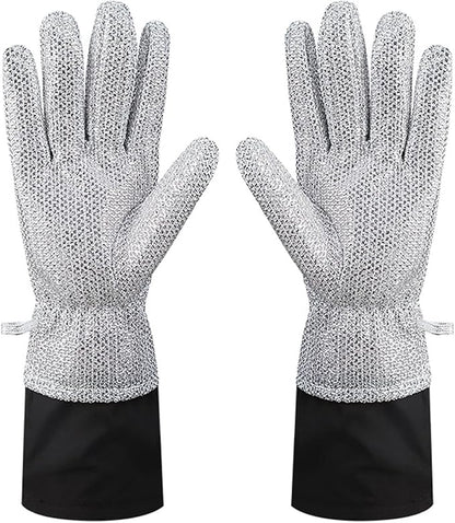 Wire Dishwashing Gloves，Multipurpose Non-Scratch Scrubbing Waterproof Anti-Hot & Oil-Resistance Kitchen Cleaning Gloves
