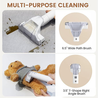 Mini Portable Carpet Cleaner Machine with Dual Size Brushhead, Multi-Purpose and Upholstery Cleaner, Handheld Deep Carpet Cleaning Machine, Spot Cleaner for Couch, Rugs, Car Seats and Pet Stains