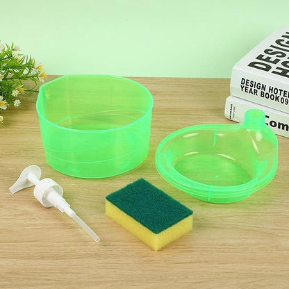 Kitchen Soap Dispenser - 2 in 1 Dish Soap and Sponge Holder, Sink Liquid Soap Pump Organizer | Dishwashing Soap Dispenser with Sponge caddyy, Refillable Soap Pump Dispenser for Kitchen Cleaning