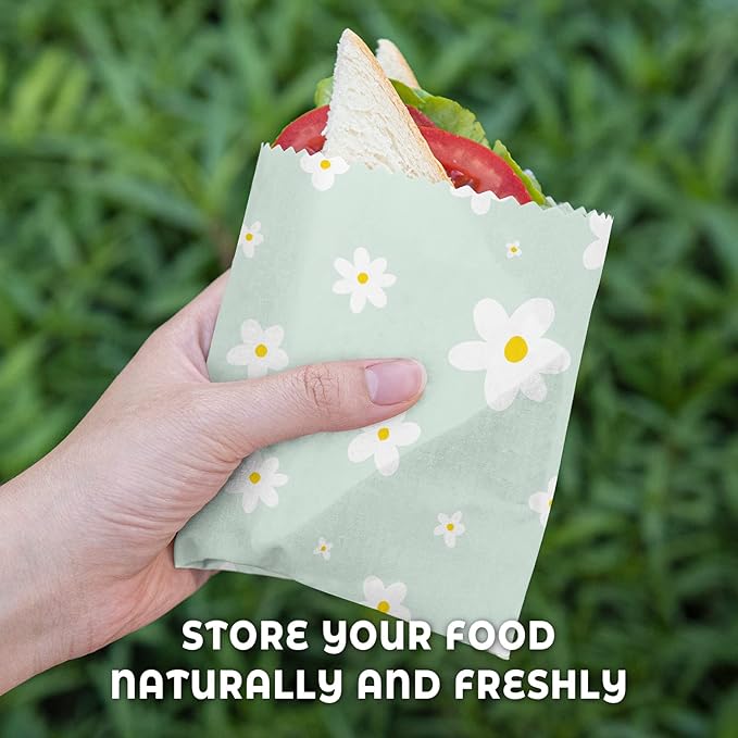 Akeeko Reusable Beeswax Food Wraps - Assorted 9 Packs, Reusable, Plastic-Free Food Storage, 5 Small, 2 Medium, 1 Large, 1 Extra Large Wraps with Boho Flowers Pattern