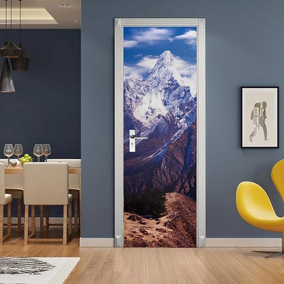 A.Monamour 3D Door Stickers for Interior Doors AMA Dablam in The Everest Region of The Nepal Himalaya Mountain Range Vinyl Waterproof Self Adhesive Door Mural Decals for Bedroom Bathroom 85x200cm
