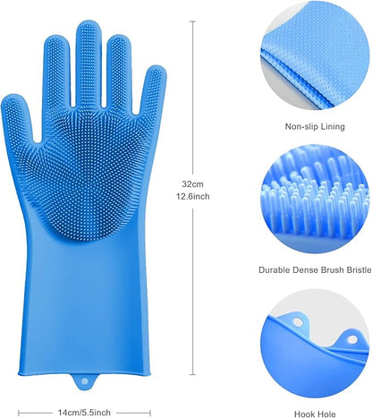 Angel Wings Magic Dish Washing Gloves with Scrubber, Silicone Reusable Cleaning Gloves, Heat-proof Household Scrubber Gloves