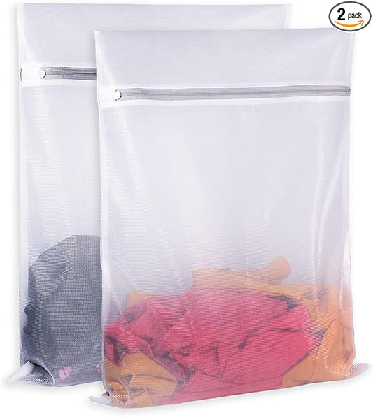 SUERIV Mesh Wash Bag for Washing Machine-Supper Zipper Net Laundry Bag for Travel,Lingerie,Sweater,Garment,Undergarment,Pack of 2 (20 Inch X 24 Inch)