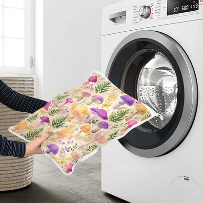 Mesh Laundry Bags Lingerie Bags for Washing Delicates 2 PCS Durable Wash Bag with Zipper Small and Medium Washable Mushroom Colorful Pattern
