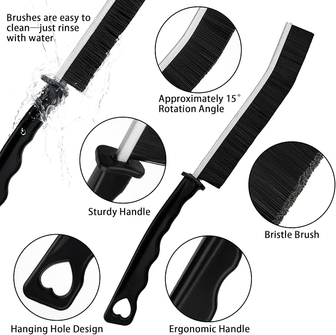 2pcs Hard Bristle Crevice Brush, Gap & Grout Cleaner, Tile & Kitchen Window Bathroom Crevice Cleaning Tool