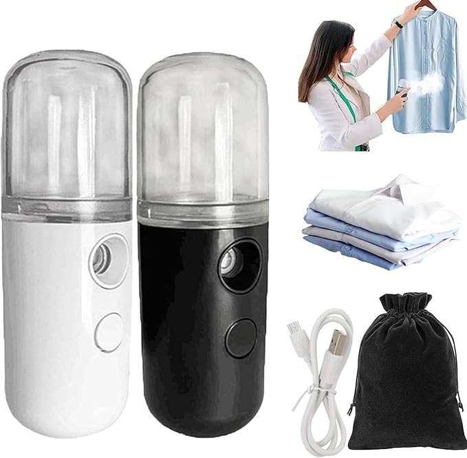 Easy Care Sunshine 15s Heat up Mini Travel Steamer, Easycare Sunshine Mini Travel Atomizer, Mini Handheld Garment Steamer, Fabric Steam Iron for Home and Travel (White+Black)