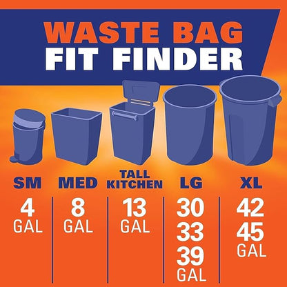 Hefty Ultra Strong Multipurpose Large Trash Bags, Black, Unscented, 30 Gallon 14 Count (Pack of 6)