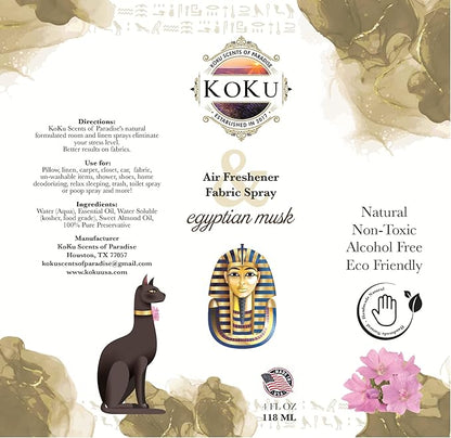 Egyptian Musk Air Freshener - Room Spray - Odor Eliminator - Deodorizer - Car Air Freshener - Home Spray - Linen Spray - Fabric Refresher - Non-Toxic - Alcohol Free - Made in USA (4 Oz)