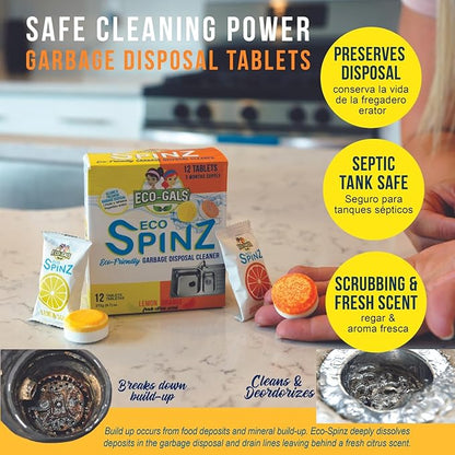ECO-GALS Eco Spinz Garbage Disposal Soap for Cleaning Kitchen Sinks and Drains 6 ct. Lemon & 6 ct. Orange Citrus Scent