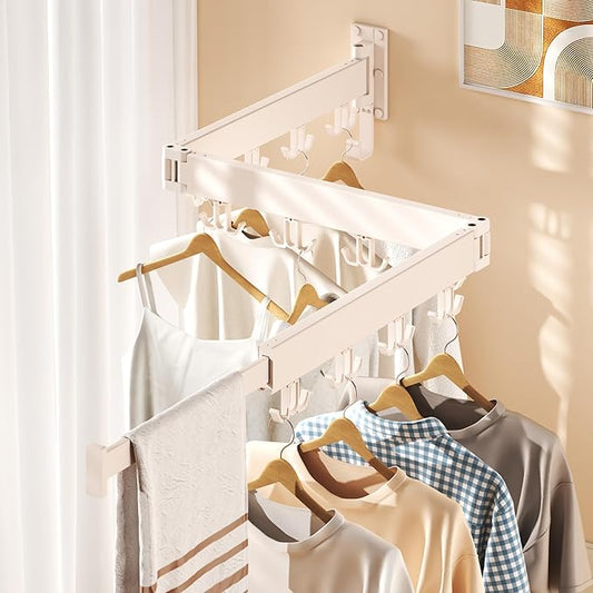 HEILAIYI Drying Rack Clothing Wall Mounted,Clothes Drying Rack,Laundry Drying Rack,Collapsible Dying Racks for Laundry,Foldable Clothes Dryer Rack,Clothes Hanger Rack Wall Mount