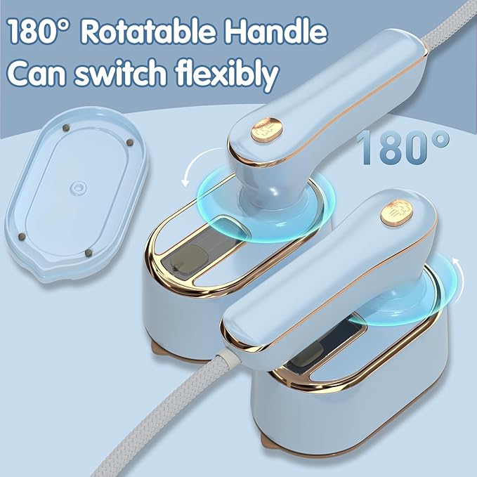 Travel Steamer Iron for Clothes Mini - Portable Ironing Machine Travel Small Size Portable Steamer Travel College Dorm Home Essentials (SkyBlue)