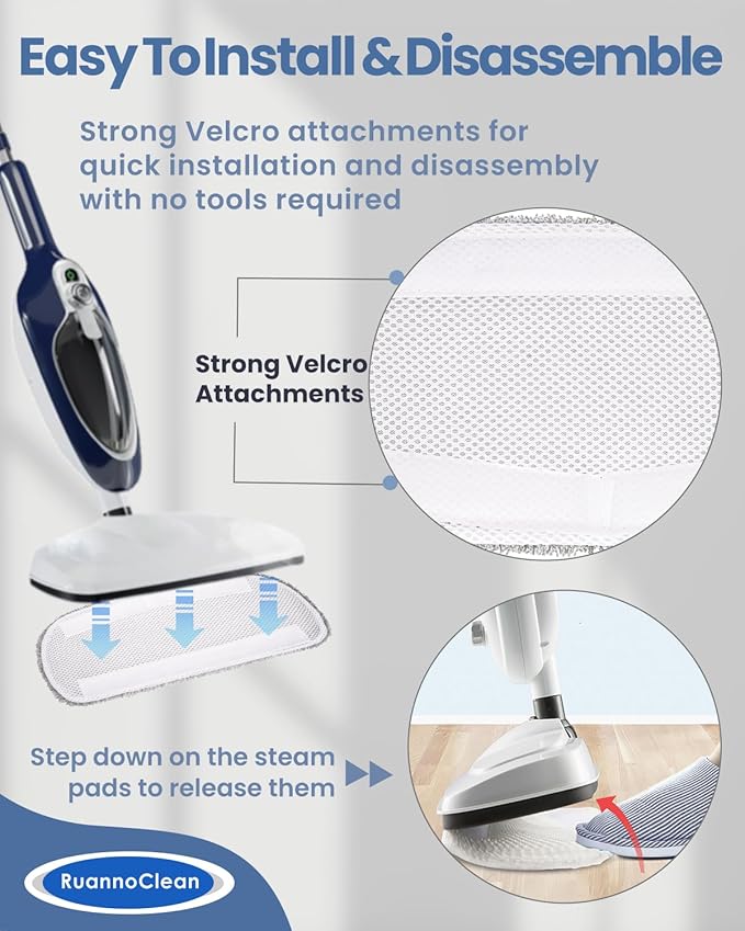 Steam Mop Pads Compatible with GorFanty Steam Mop GF-6610B/GF-6610, Replacement Steam Pads Compatible with Neugo NE033/NE033M & Mxnsewr Steam Mop, Steam Replacement Pads -4 Pack, Grey