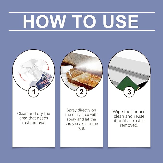 120ml Highly Concentrated Rust Remover for Steel & Iron – Fast-Acting Rust Remover Spray for Tools, Kitchen Utensils, Bathroom Hardware, Multi-Scene Rust Stain Remover (1pack)