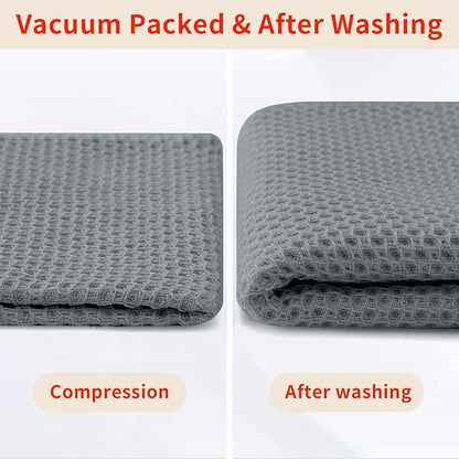 Homaxy 100% Cotton Waffle Weave Kitchen Dish Towels, Ultra Soft Absorbent Quick Drying Cleaning Towel, 13 x 28 Inches, 6-Pack, Grey