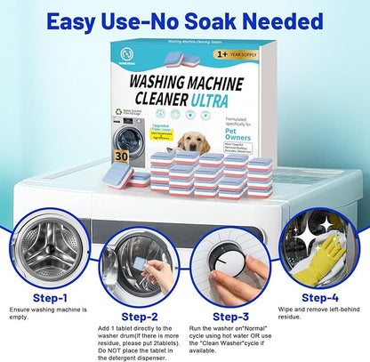 2-in-1 Pet Hair Removal Kit, Washing Machine Cleaner Tablets & Reusable Pet Hair Removal Glove for Cats and Dogs, Remove Stubborn Pet Hair | Complete Solution for Pet Owners