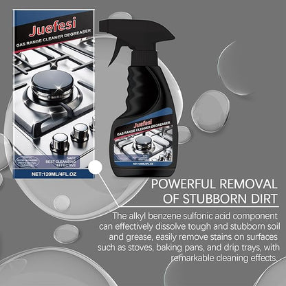 Gas Range Cleaner Degreaser,Effective Clean Up Kitchen Oil Stains,Grease & Grime Remover, Kitchen Cooktop Cleaning Spray, 4FL.OZ