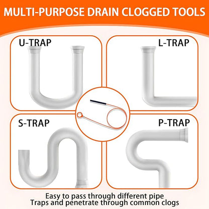 Drain Clog Remover,5 Pack 31.88inch Drain Snake Hair Removal Tool,Shower Sink Unclogger Tool,Hair Catcher Auger Cleaner Tool for Toilet,Kitchen Sink,Bathroom Tub,Floor Drains,Sewer,Pipe Drains Opener
