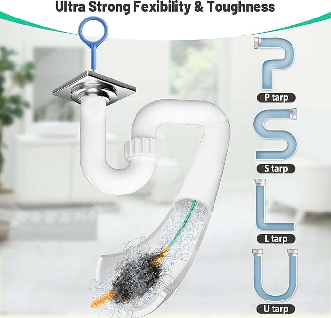 Reusable Drain Snake Hair Drain Clog Remover 30 Inch, 2026 Upgraded Sink Snake Drain Hair Removal Tool, Anti-Break Metal Shower Snake Drain Cleaner to Unclog Bathroom Sink, Tub (5)