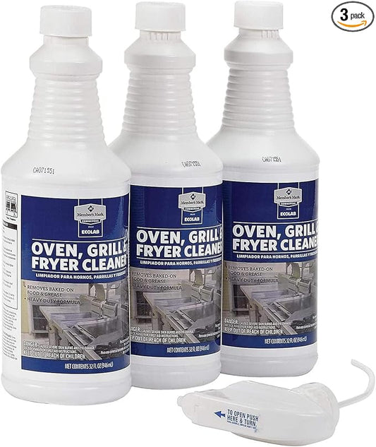 Oven Grill and Fryer Cleaner with Stainer Value Pack (32 oz, 3 pk).Heavy Duty Commercial Cleaner