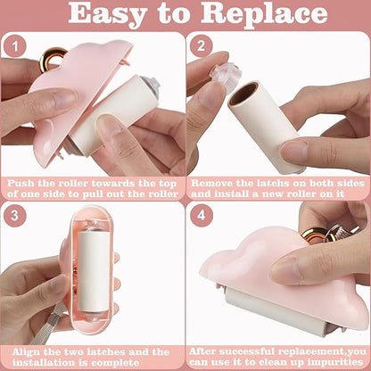 Mini Lint Roller Travel Size, Reusable Lint Roller for Travel, Pet Hair Remover Portable Lint Roller for Clothes with 150 Sheets Refillable (Pink)