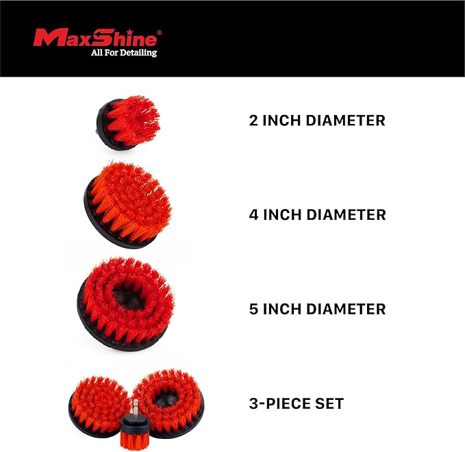 Maxshine 5" Universal M8 Medium-Duty Drill Brush for Upholstery & Carpet – Power Scrubber Attachment for Car Detailing, Fabric & Home Cleaning – Deep Cleaner Removes Stains & Grime