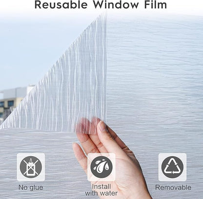 rabbitgoo Window Privacy Film Frosted Glass Film Removable Vinyl Door Coverings UV Blocking Decorative Static Cling Non-Adhesive Window Clings Sticker for Home Decor, 23.6 x 78.7 Inches