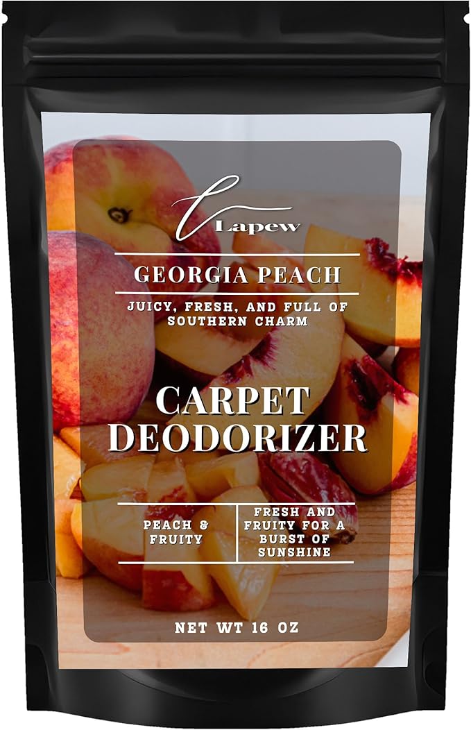Lapew Georgia Peach Carpet Deodorizer Powder - Pet Safe Freshener for Vacuuming | Scented Odor Eliminator for Home | 16 oz