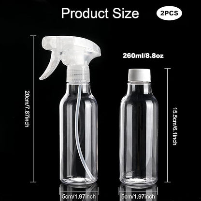 Cosywell Plastic Spray Bottles 8.8oz/260ml 3 Pack Empty Spray Bottle for Cleaning Mist/Stream Heavy Duty Water Spraying Bottle for Cooking Hair Care Essential Oils(Clear)