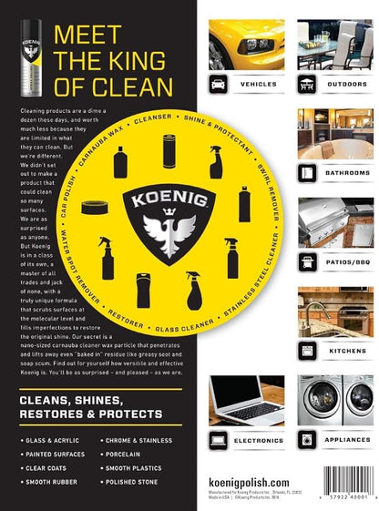 Koenig Spray Polish | Multipurpose Cleaner and Polish | Green-Based Polish Spray | Household Spray Polish and Cleaner | Multipurpose Polish for Home & Auto