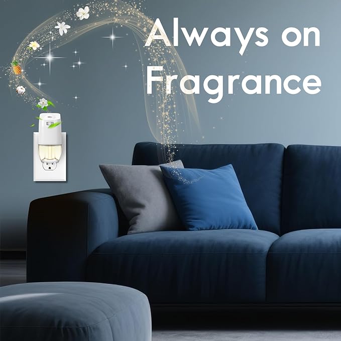 Plug In Refills Air Freshener, Scented Wall Plug in Refills for Home and Bathroom, Jasmine, Hawaiian & Cotton Scents, 6 Count (3.96 Fl Oz), Compatible with Air Wick & Glade, Not Include Glade Plus