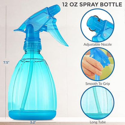 DilaBee 1-Piece 12oz Empty Spray Bottles for Cleaning, Spray Bottle for Hair, Plant Mister, BBQ Spritzer - Squirt Bottles for Liquids, Water Sprayer - Blue Squirt Bottle, Water Mister - BPA-Free