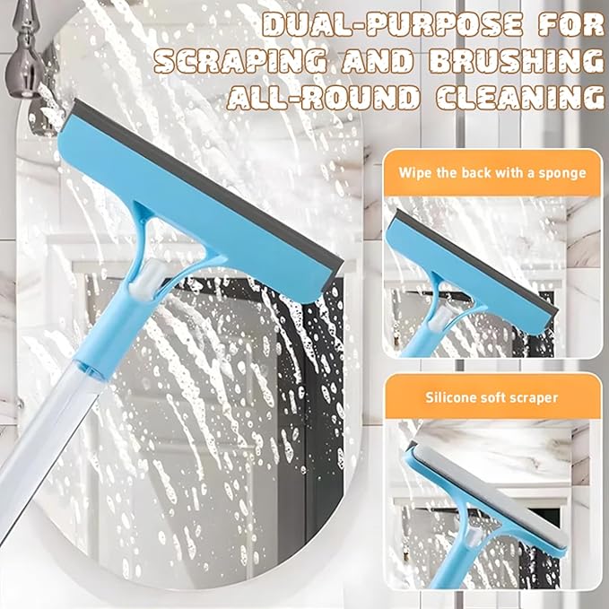 Pro 3 in 1 Window Cleaning Scrapers, 3 in 1 Spray Squeegee, Window Squeegee, Suitable for Cleaning Bathroom Glass, Mirrors, Car Windows (Blue)