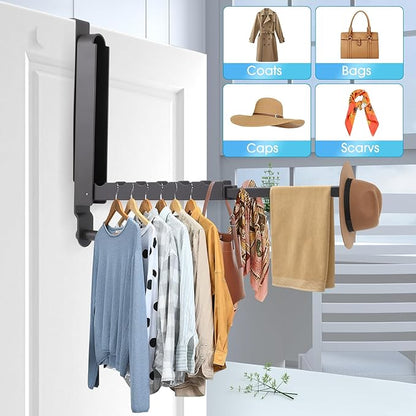 Over The Door Drying Rack, 1 Pack Foldable Over The Door Hooks Hanger for Laundry Clothes Heavy Duty Door Organizer Rack Coat Towels Hanging Storage for Bedroom Bathroom Kitchen