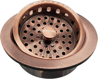 Westbrass A214-11 3-1/2" Post Style Large Kitchen Sink Basket Strainer, Antique Copper