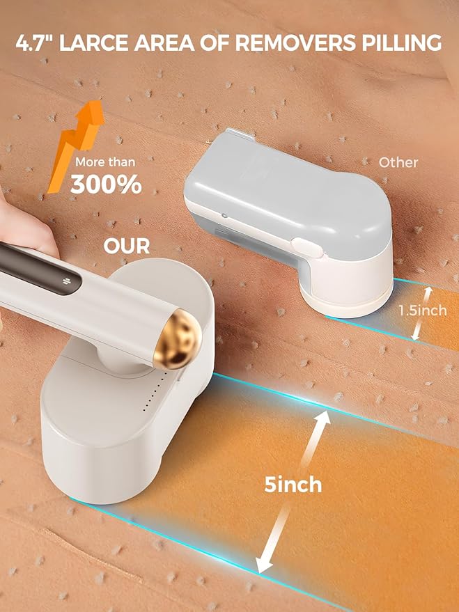 Smiling Shark Fabric Shaver, M-3 Rechargeable Electric Lint Remover 4 Speed Mode 90° Rotatable Grip Portable Cordless Fuzz Remover for Clothes Furniture Sweater Curtain, Fabric-Shaver-Pilling-Removers