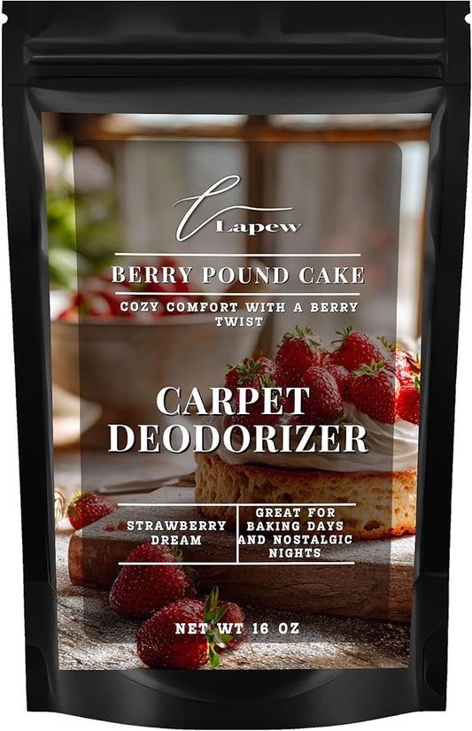 Lapew Berry Pound Cake Carpet Deodorizer Powder - Pet Safe Freshener for Vacuuming | Scented Odor Eliminator for Home | 16 oz