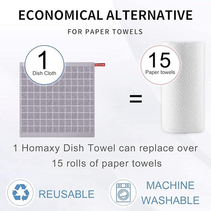Homaxy 100% Cotton Terry Kitchen Dish Cloths, Ultra Soft and Absorbent Dish Towels for Kitchen, Suitable for Drying and Washing Dishes, 12 Pack, 12 x 12 Inches, Light Grey
