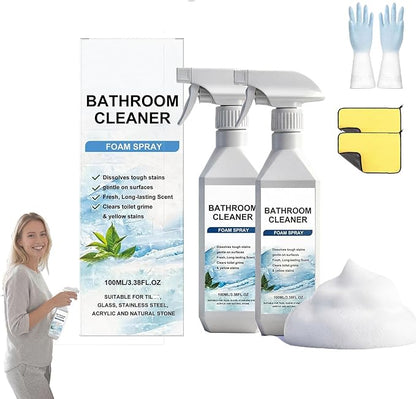 2026 Scale Remover Bathroom Cleaner,3.38oz Bathroom Cleaner Foam Spray,Powerful Bathroom Descaler Foam Cleaner,Multi-Surface Shower Foame,for Tiles,Glass,Stainless Steel,Toilets,Natural Stone (2)
