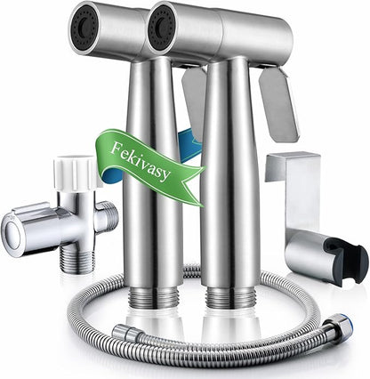 2 Pack Handheld Bidet Toilet Sprayer Set - Stainless Steel Muslim Shower Diaper Sprayer Jet for Toilet Wall or Mount