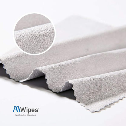 AAwipes Eyeglasses Cleaning Cloth Glasses Cloths Bulk 100 Pack (5.5"x5.5", Light Gray, No Logo) for Eyeglasses, Lenses, Phones, Screens, Camera, Silverware, Any Other Delicate Surfaces