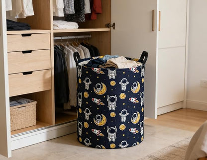 Kids Laundry Basket Space Hamper for Nursery Boys Hamper Cute Kids Storage Bin Room Decor for Home(Astronaut)