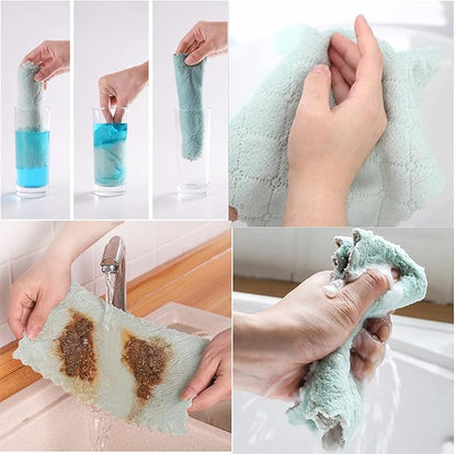 10 Pack Kitchen Cloth, Microfiber Dish Towels Washcloths, Super Absorbent Coral Velvet Dishtowels, Premium Cleaning Cloths,Non-Stick Oil Quick Dry Dish Towels, Soft Tea Towels, Table Cleaning Cloths.
